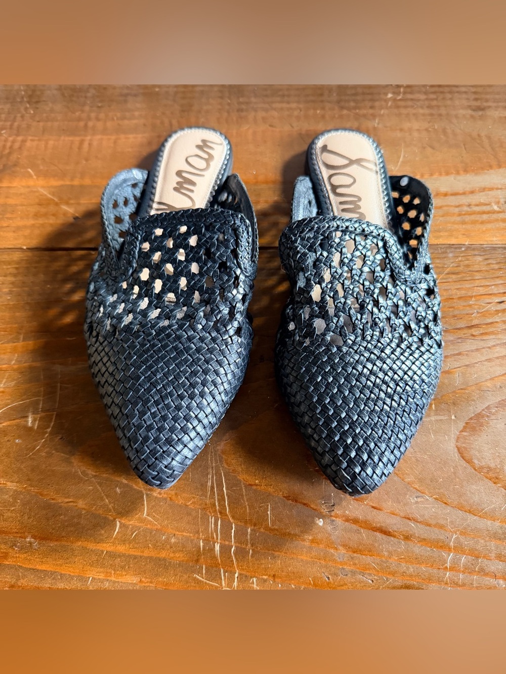 Sam Edelman Clara woven black leather mules size 6